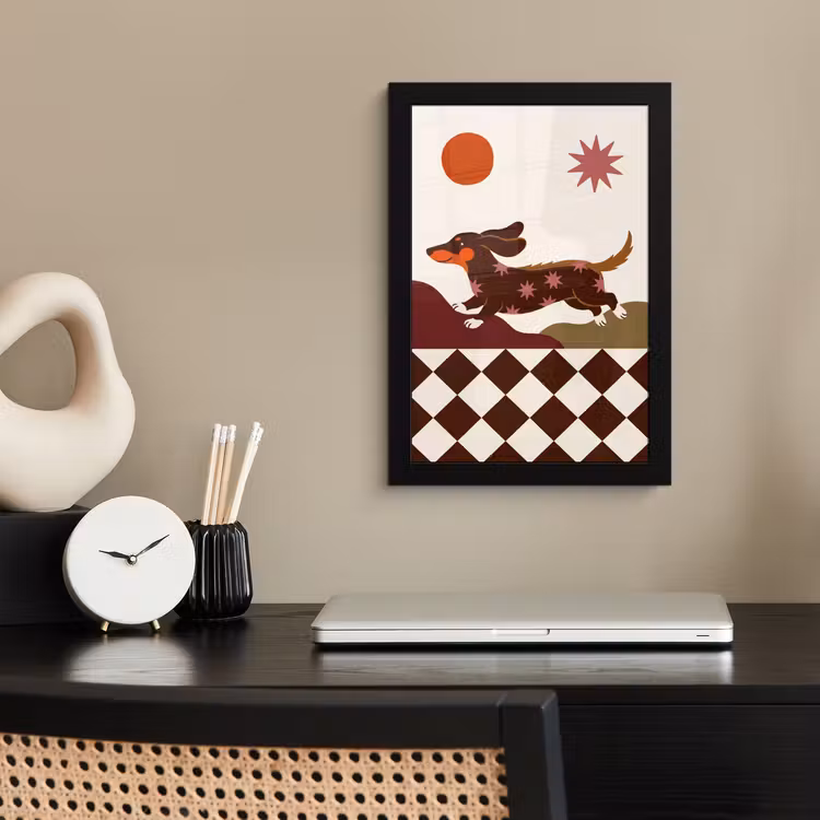 Hond - Abstract - Dieren - Modern - Bruin fotolijst zwart zonder passe partout klein -sfeer1