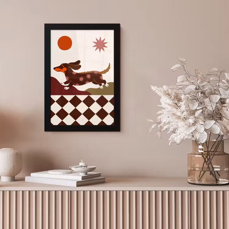 Hond - Abstract - Dieren - Modern - Bruin fotolijst zwart zonder passe partout klein -sfeer5