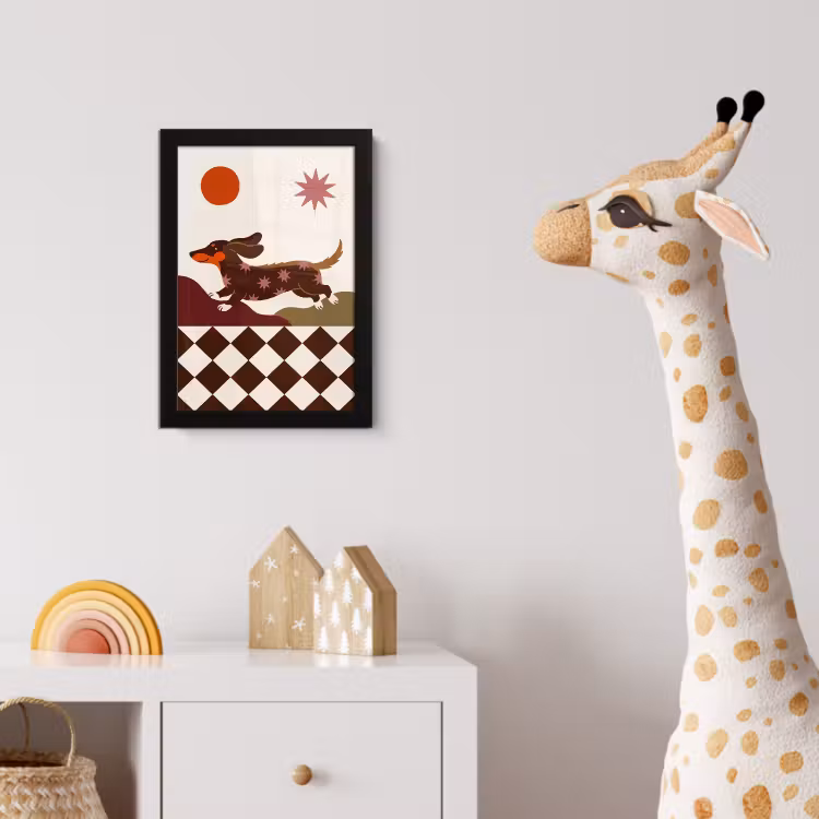 Hond - Abstract - Dieren - Modern - Bruin fotolijst zwart zonder passe partout klein -usfeer4_kinderkamer