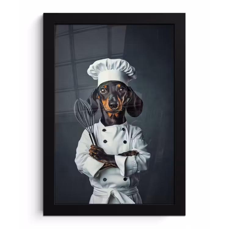 Hond - Garde - Kok fotolijst zwart zonder passe partout klein -3d
