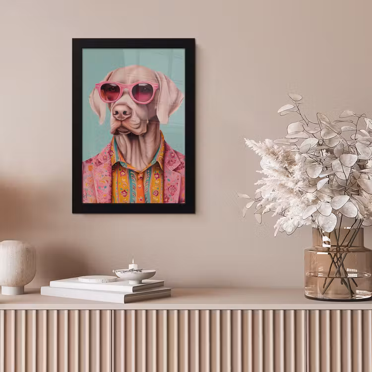 Hond - Overhemd - Bloemen - Bril fotolijst zwart zonder passe partout klein -sfeer5