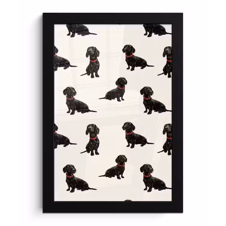 Hond - Patroon - Zwart fotolijst zwart zonder passe partout klein 224 -3d
