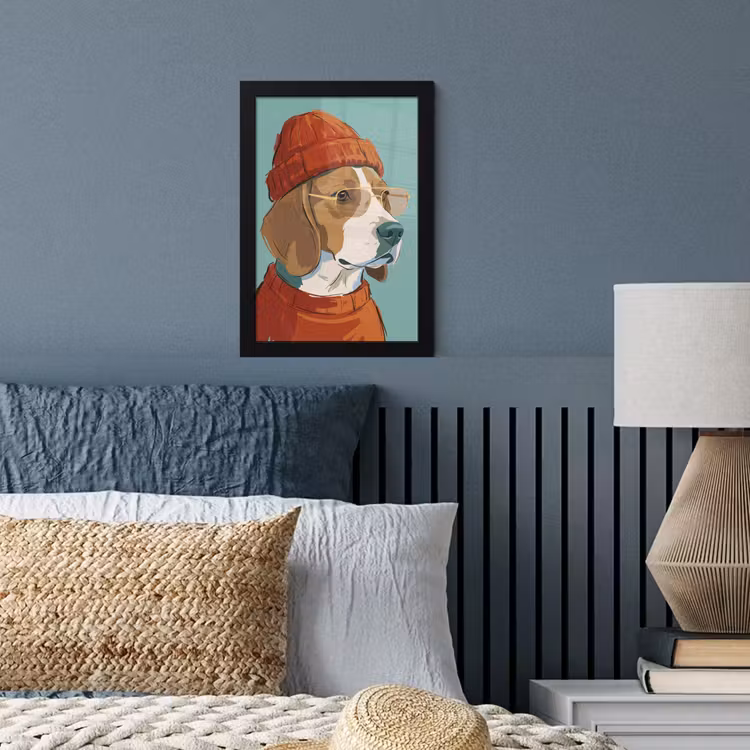 Hond - Beanie - Zonnebril - Dieren - Modern fotolijst zwart zonder passe partout klein -sfeer3