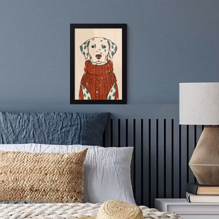 Hond - Trui - Winter - Dieren - Rood fotolijst zwart zonder passe partout klein -sfeer3