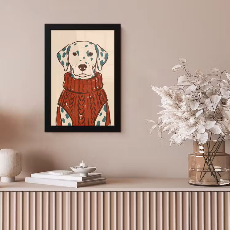 Hond - Trui - Winter - Dieren - Rood fotolijst zwart zonder passe partout klein -sfeer5