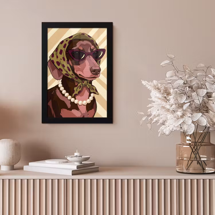 Hond - Zonnebril - Hoofddoek - Dieren - Modern fotolijst zwart zonder passe partout klein -sfeer5