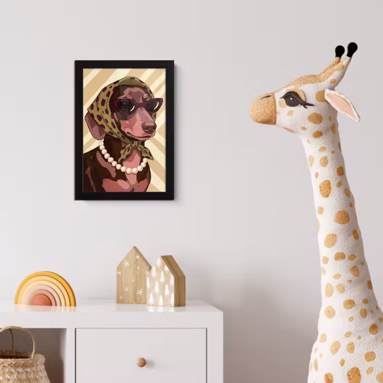 Hond - Zonnebril - Hoofddoek - Dieren - Modern fotolijst zwart zonder passe partout klein -usfeer4_kinderkamer