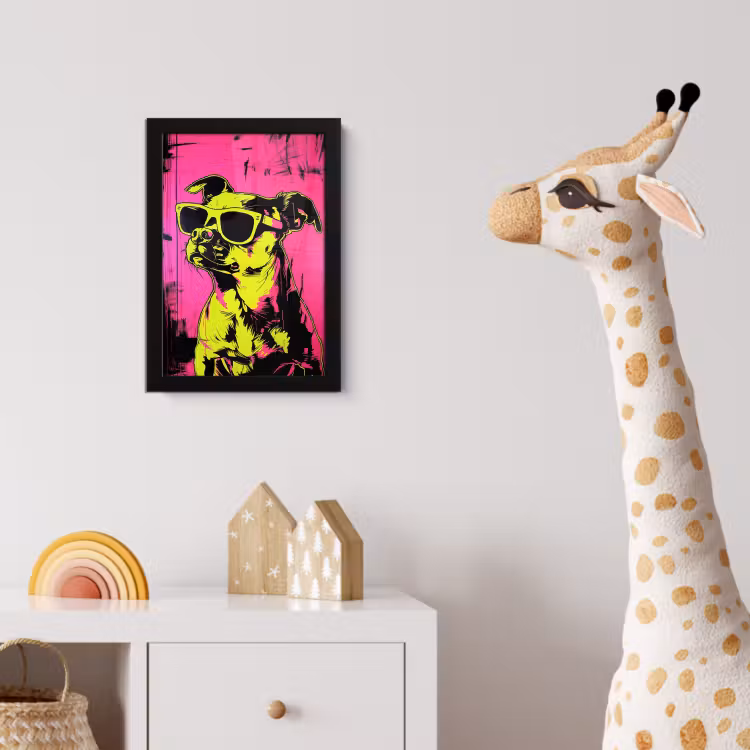 Hond - Zonnebril - Roze - Art fotolijst zwart zonder passe partout klein -usfeer4_kinderkamer
