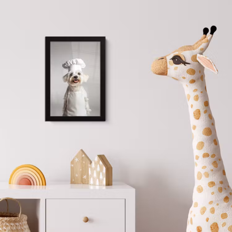 Hond - Wit - Kok fotolijst zwart zonder passe partout klein -usfeer4_kinderkamer