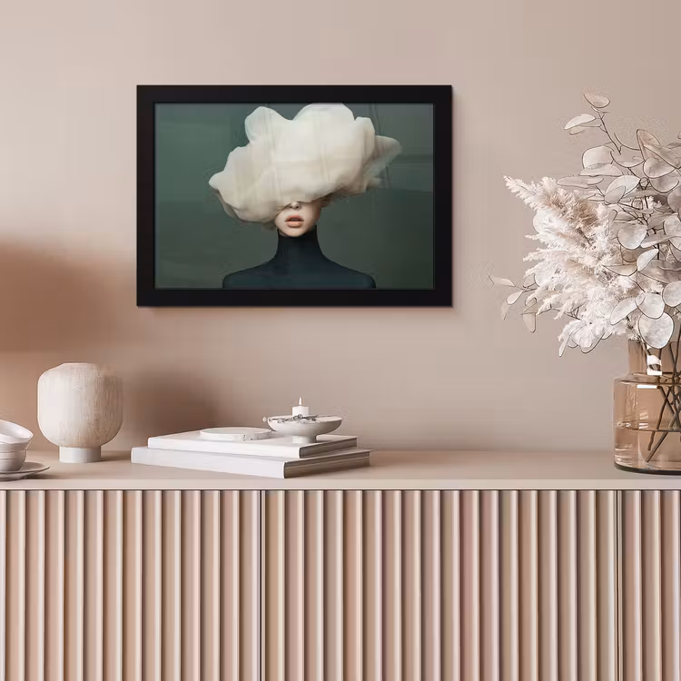 Hoed - Vrouw - Beige fotolijst zwart zonder passe partout klein -sfeer5