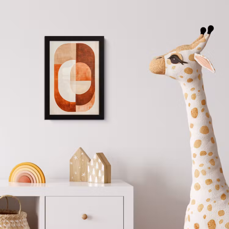 Illustratie - Abstract - Vormen - Rood fotolijst zwart zonder passe partout klein -usfeer4_kinderkamer