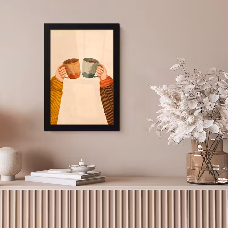 Illustratie - Mokken - Proosten - Bruin fotolijst zwart zonder passe partout klein -sfeer5