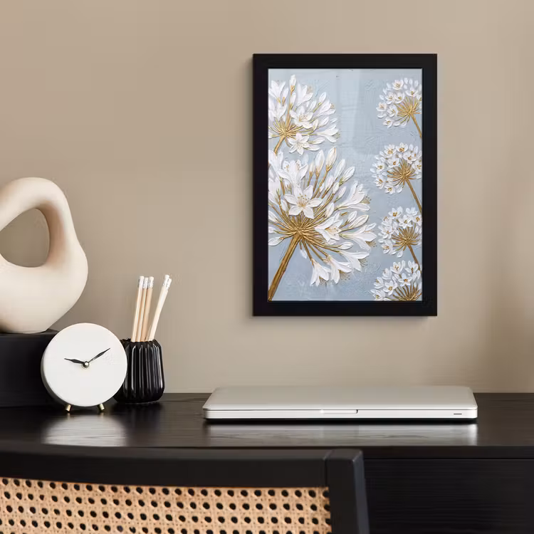 Illustratie - Bloemen - Blauw fotolijst zwart zonder passe partout klein -sfeer1