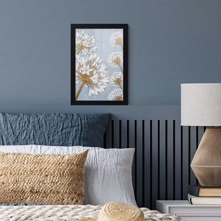 Illustratie - Bloemen - Blauw fotolijst zwart zonder passe partout klein -sfeer3