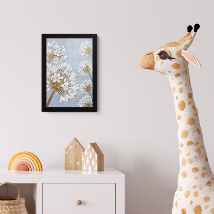 Illustratie - Bloemen - Blauw fotolijst zwart zonder passe partout klein -usfeer4_kinderkamer