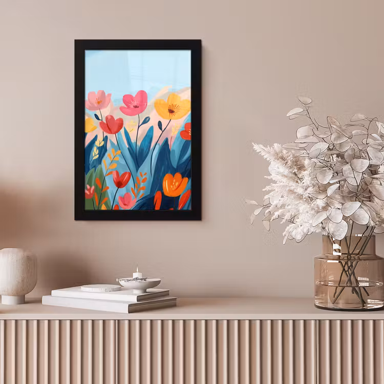 Illustratie - Bloemen - Kleurrijk fotolijst zwart zonder passe partout klein -sfeer5