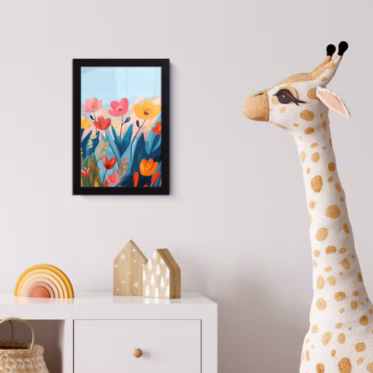Illustratie - Bloemen - Kleurrijk fotolijst zwart zonder passe partout klein -usfeer4_kinderkamer