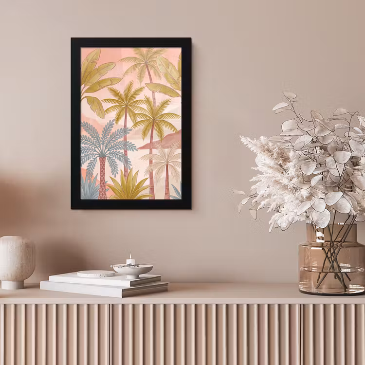 Illustratie - Palmbomen - Kleurrijk fotolijst zwart zonder passe partout klein -sfeer5