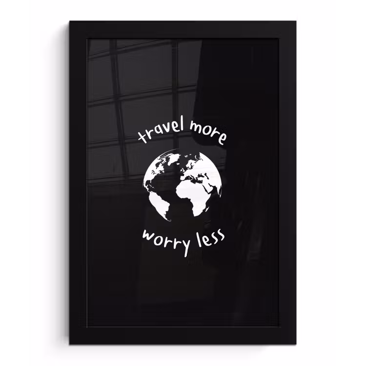 Illustratie - Zwart - Planeet - Quote fotolijst zwart zonder passe partout klein -3d