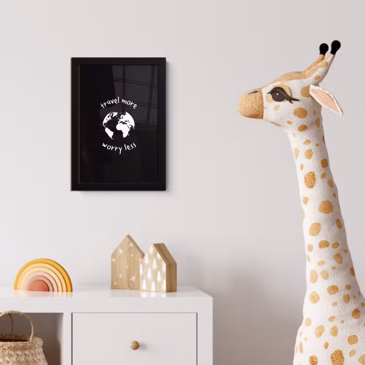 Illustratie - Zwart - Planeet - Quote fotolijst zwart zonder passe partout klein -usfeer4_kinderkamer