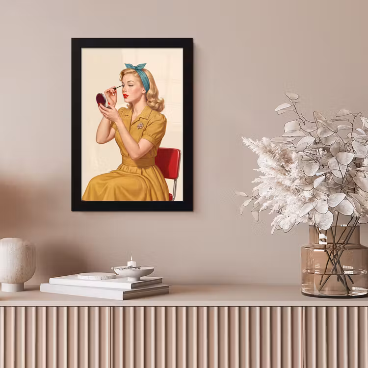 Illustratie - Mascara - Vrouw - Geel fotolijst zwart zonder passe partout klein -sfeer5