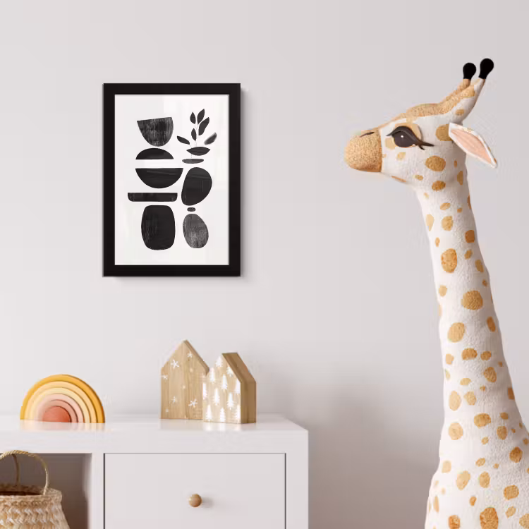 Japandi - Zwart - Abstract fotolijst zwart zonder passe partout klein -usfeer4_kinderkamer