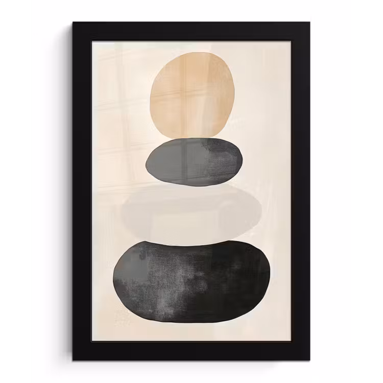 Japandi - Wabi sabi - Beige fotolijst zwart zonder passe partout klein -3d