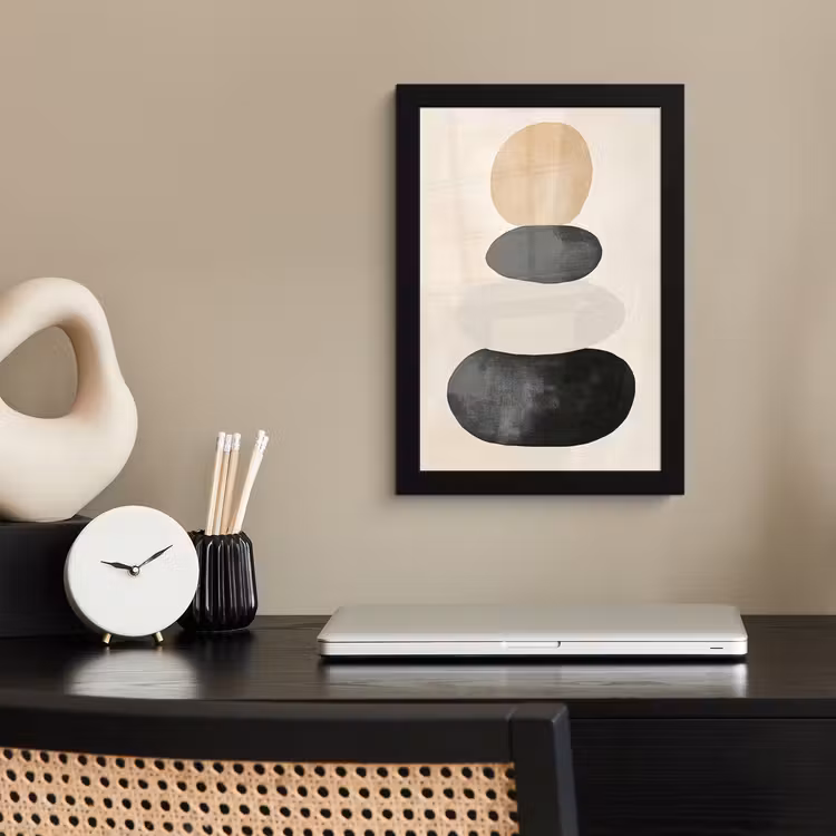 Japandi - Wabi sabi - Beige fotolijst zwart zonder passe partout klein -sfeer1