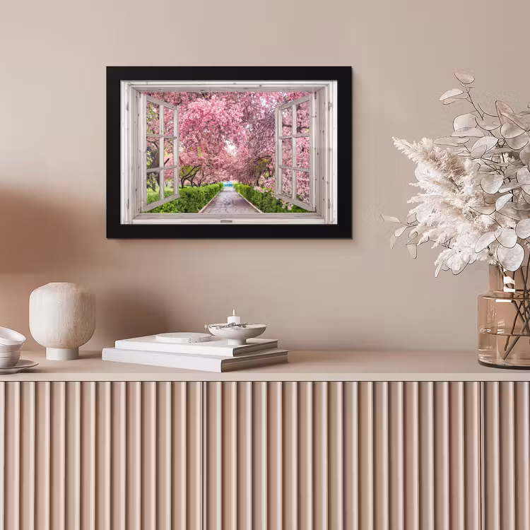 Japans - Sakura - Bloesem - Boom - Bloesem takken - Doorkijk fotolijst zwart zonder passe partout klein -sfeer5