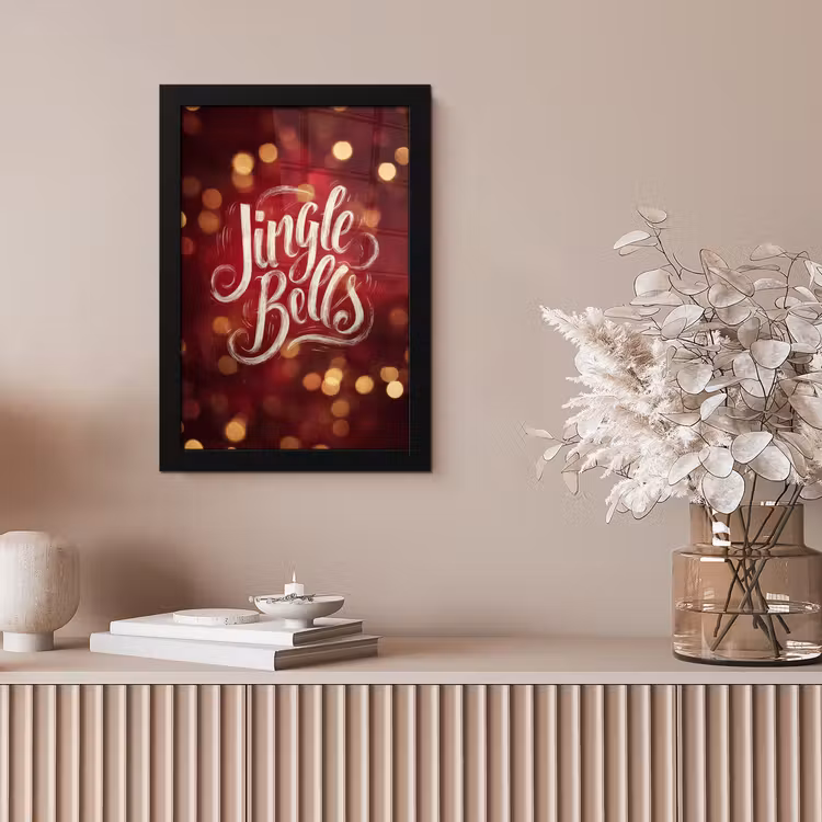 Jingle - Bells - Kerst - Rood fotolijst zwart zonder passe partout klein -sfeer5