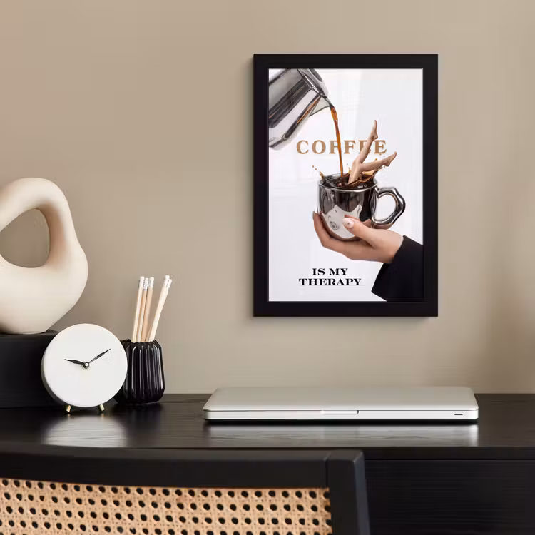 Koffie - Mok - Kan - Therapie fotolijst zwart zonder passe partout klein -sfeer1
