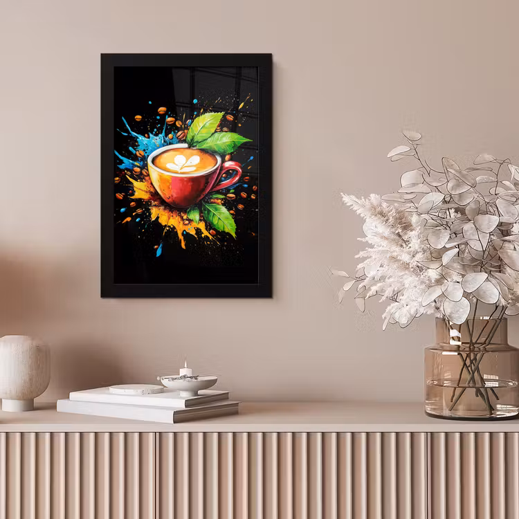 Koffie - Graffiti - Drinken - Abstract fotolijst zwart zonder passe partout klein -sfeer5