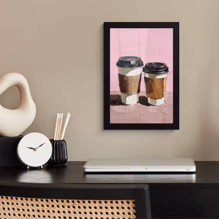 Koffiebekers - Deksel - Verf - Textuur fotolijst zwart zonder passe partout klein -sfeer1