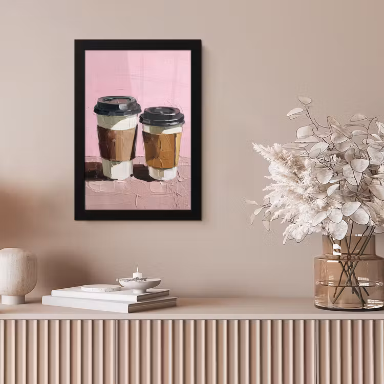 Koffiebekers - Deksel - Verf - Textuur fotolijst zwart zonder passe partout klein -sfeer5