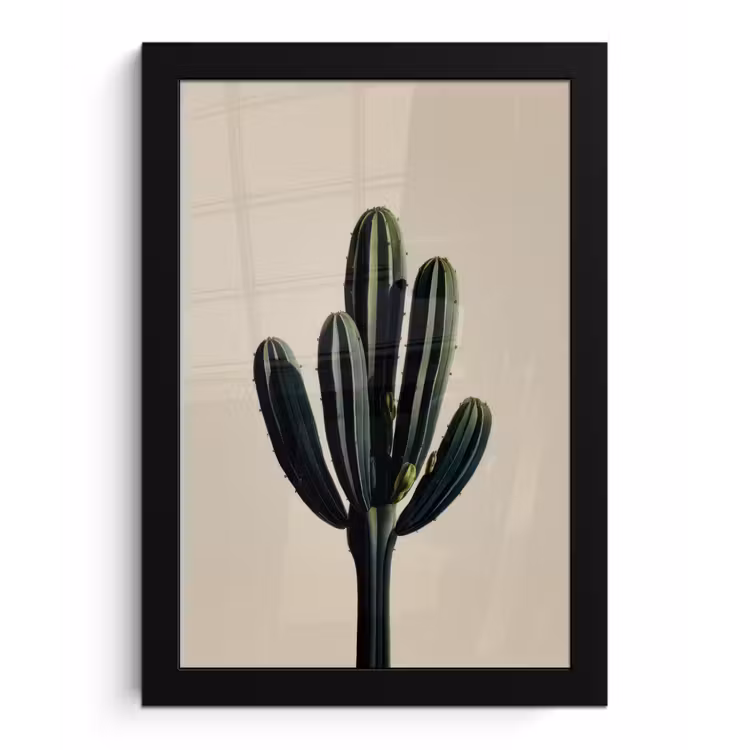 Cactus - Subtiel - Groen fotolijst zwart zonder passe partout klein -3d