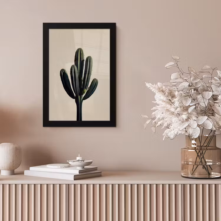 Cactus - Subtiel - Groen fotolijst zwart zonder passe partout klein -sfeer5