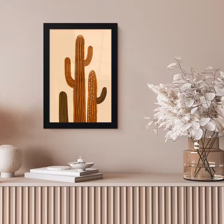 Cactus - Woestijn - Zand - Bruin fotolijst zwart zonder passe partout klein -sfeer5