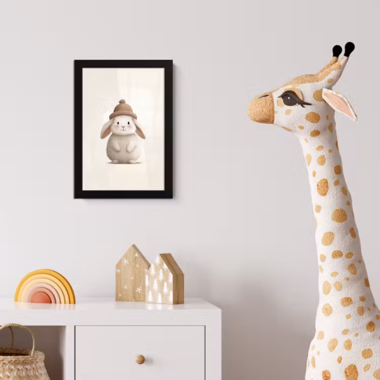 Konijn - Muts - Oren - Beige fotolijst zwart zonder passe partout klein -usfeer4_kinderkamer