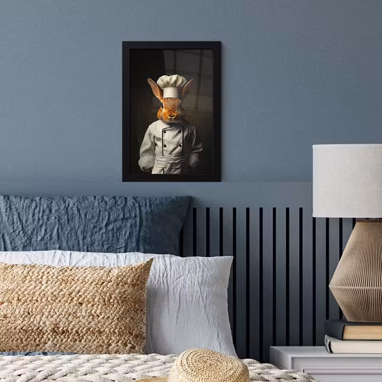 Konijn - Kok - Dier fotolijst zwart zonder passe partout klein -sfeer3