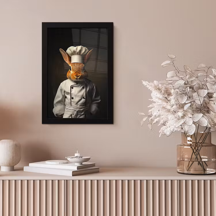 Konijn - Kok - Dier fotolijst zwart zonder passe partout klein -sfeer5