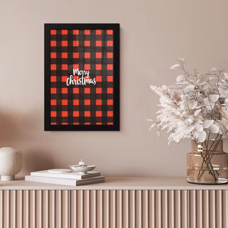 Geruit - Rood - Tekst - Christmas fotolijst zwart zonder passe partout klein -sfeer5