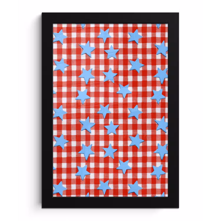 Ruit - Sterren - Rood fotolijst zwart zonder passe partout klein 224 -3d
