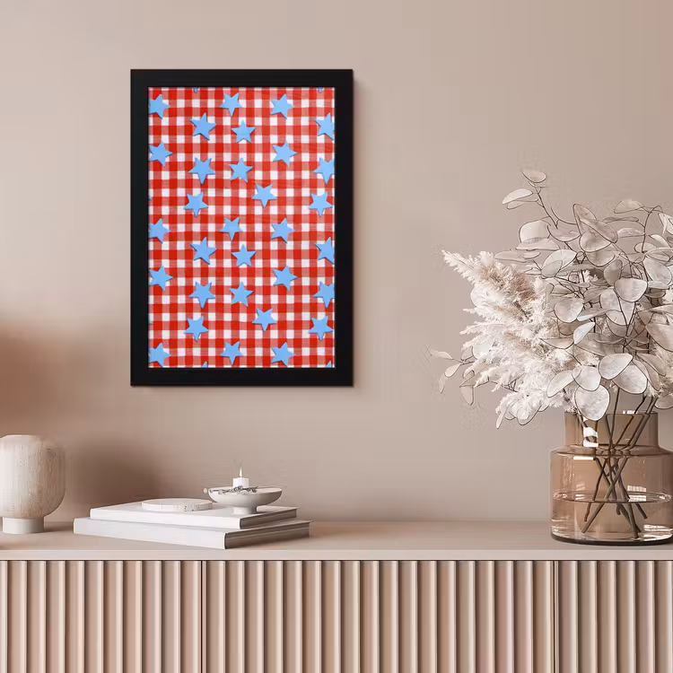 Ruit - Sterren - Rood fotolijst zwart zonder passe partout klein 224 -sfeer5
