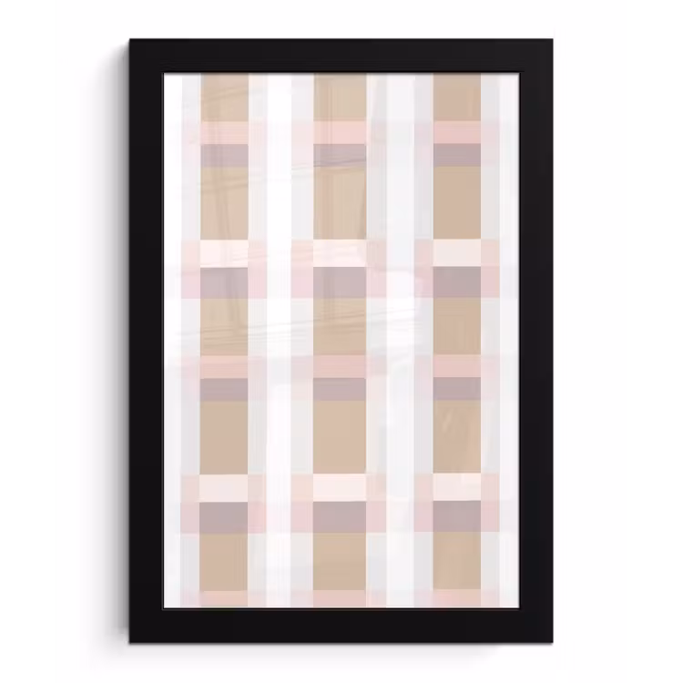 Ruitpatroon - Aardetinten - Minimalistisch fotolijst zwart zonder passe partout klein 224 -3d