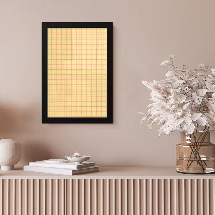 Ruitjes - Grid - Minimalistisch - Geel - Roze fotolijst zwart zonder passe partout klein 224 -sfeer5