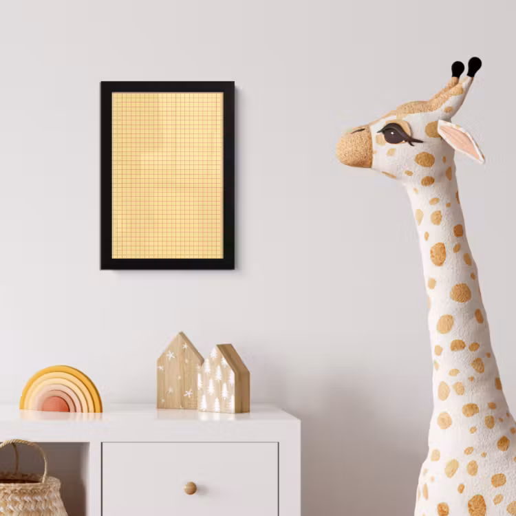 Ruitjes - Grid - Minimalistisch - Geel - Roze fotolijst zwart zonder passe partout klein 224 -usfeer4_kinderkamer
