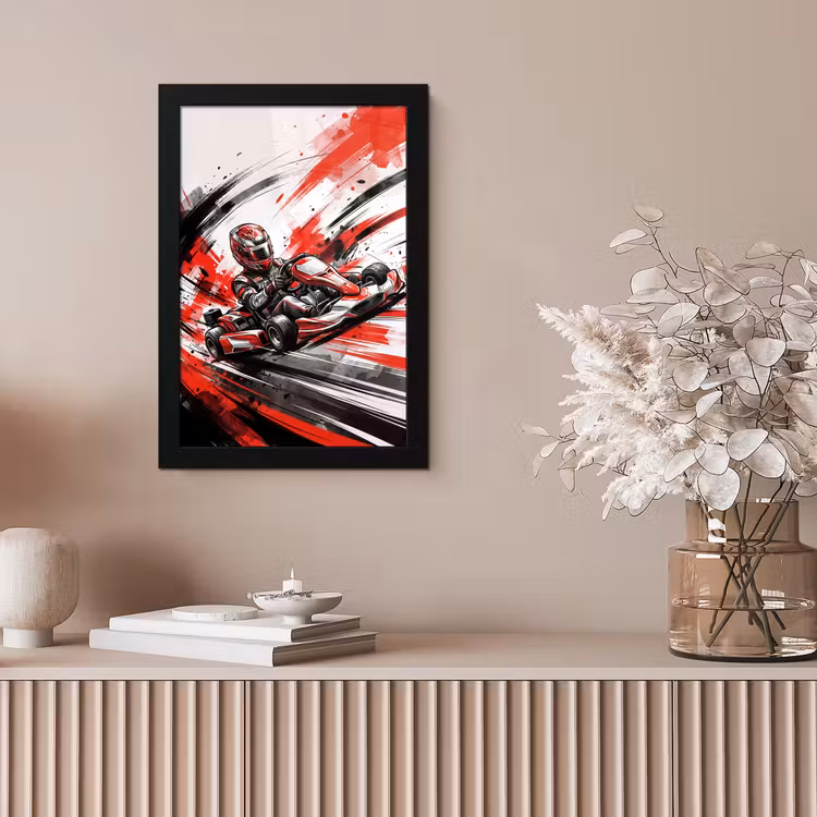 Kart - Coureur - Snelheid - Rood fotolijst zwart zonder passe partout klein -sfeer5