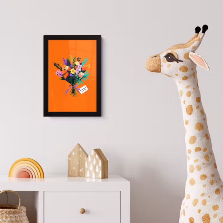 Kaartje - Boeket - Bloemen fotolijst zwart zonder passe partout klein -usfeer4_kinderkamer