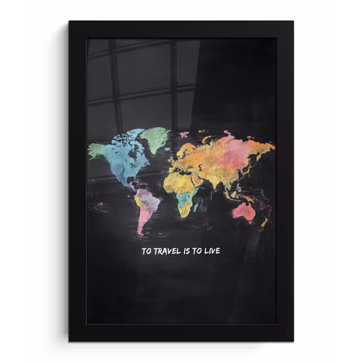 Kaart - Krijt - Regenboog - Quote fotolijst zwart zonder passe partout klein -3d