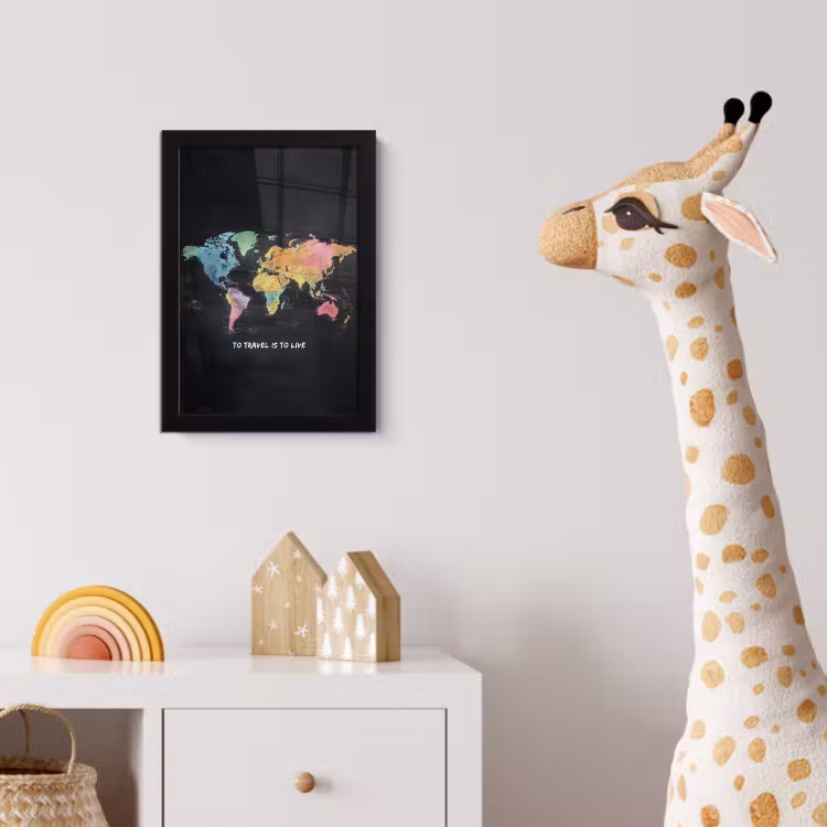 Kaart - Krijt - Regenboog - Quote fotolijst zwart zonder passe partout klein -usfeer4_kinderkamer